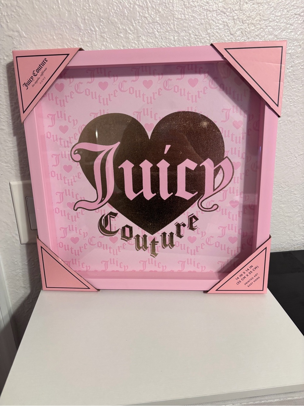 Juicy Couture Pink & Gold Heart Logo Wall Art